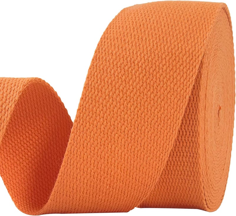 Evora 2 inch Cotton Webbing Braid Handles Bag Strap 15ft High Density Webbing Plain Weave Straps for Cloth Tote Bag, Pet Collars, DIY Projects, Crafts, Outdoor Accessories (Orange 544) - Image 1